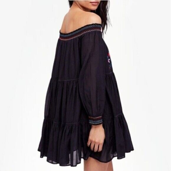 Free People Sun Beams Embroidered Off-The-Shoulder Mini Dress Size Small - Picture 5 of 12